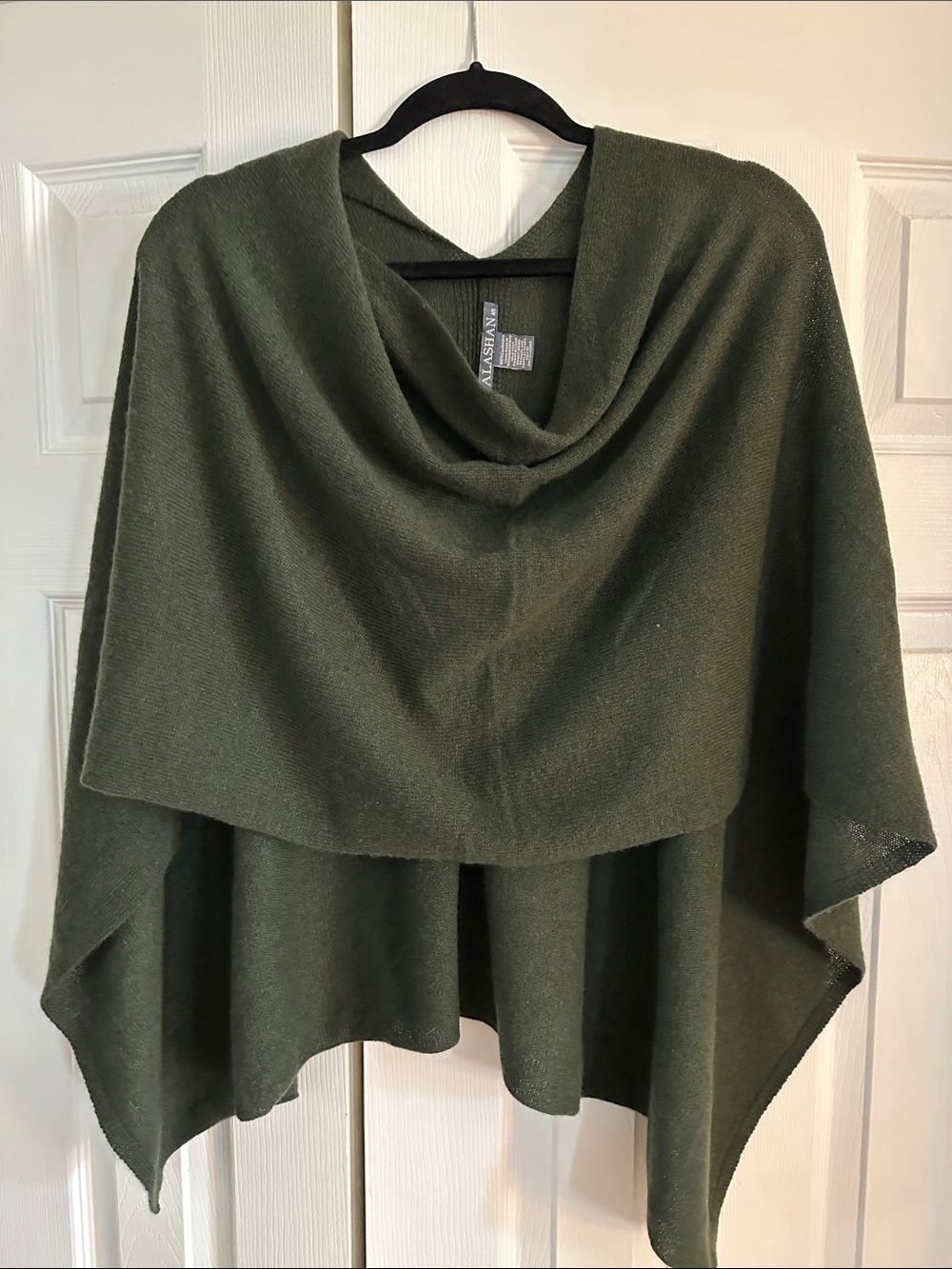 Olive Green Knit Poncho cashmere